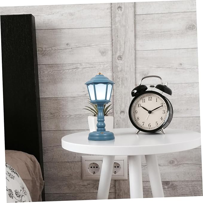 Veemoon Vintage USB Rechargeable Bedside Table Lamp Level Dimmable Mini Night Light with European Retro Design Compact Creative Bedroom Decor for Home and Dormitory Blue