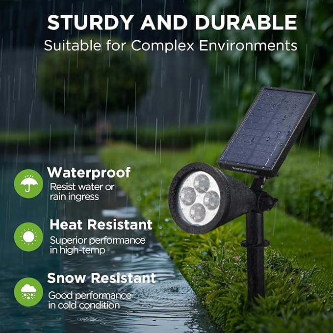 InnoGear Solar Lights Outdoor Waterproof Solar Garden Light for Outside Yard Landscape Lighting Pathway Spot Lights Spotlight Wall Light Auto On/Off, Pack of 4 (White)