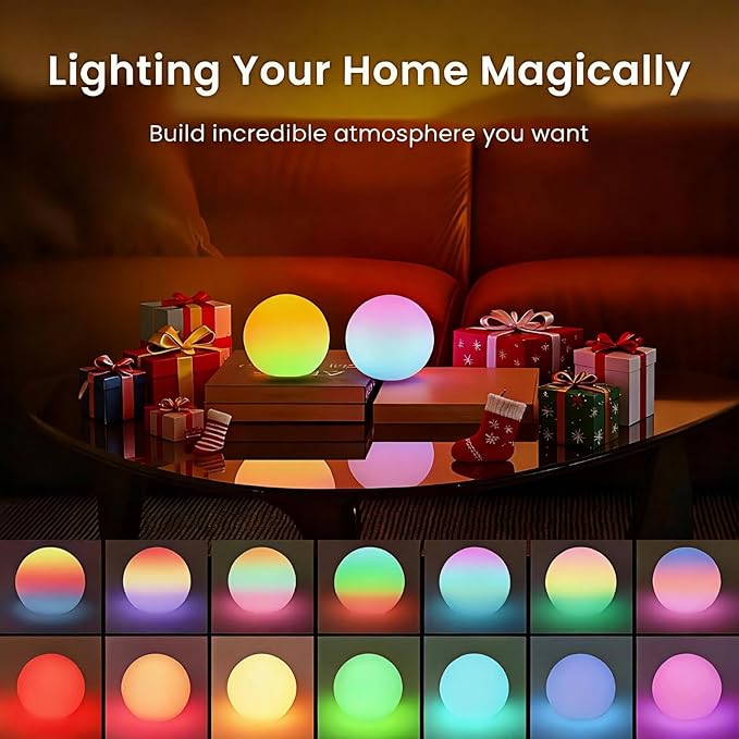 LOFTEK LED Ball Light, 3-inch Rechargeable Globe Lights, Color-Changing Ball Lamp with Remote, Waterproof Orb Light, Smart Sphere Night Light for Home Bedroom Pool Decor, Gift, 8 Pack