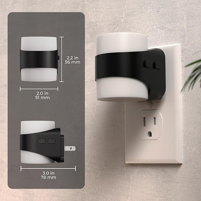 L LOHAS LED Colored Night Lights Plug into Wall, 3 Brightness Level, 1W Low Power Nightlight with Auto On/Off Sensor, Ideal for Living Room, Bathroom, Bedroom, Kids Room, 2 Pack