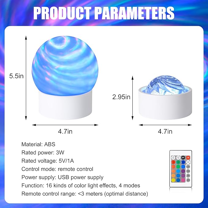 Northern Galaxy Lamp – 16-Color Aurora Projector with Remote Control, Rotating Atmosphere Galaxy Projection Table Lamp, Suitable for Children, Teens, and Game Rooms(Aurora)