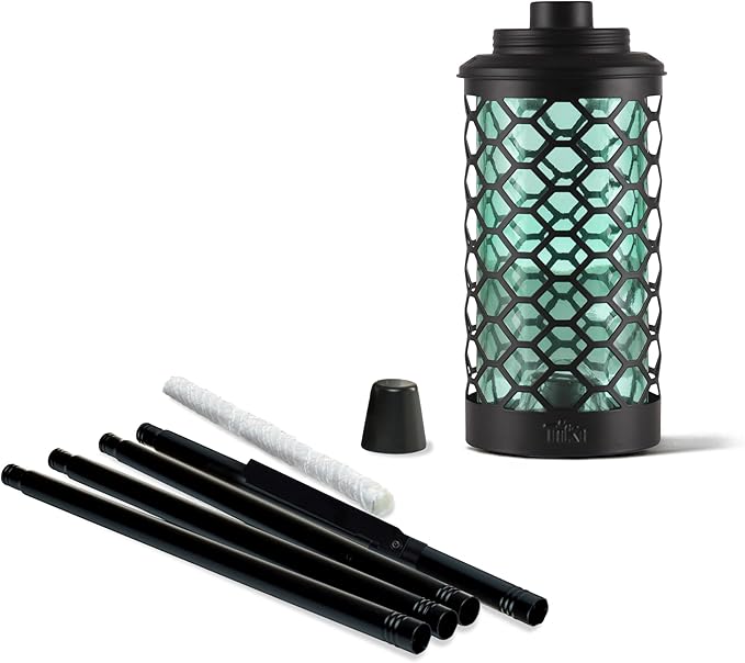 TIKI Honeycomb Outdoor Torch, 65" – Blue Decorative Lighting for Patio, Backyard & Lawn | 3-in-1 Design: Full-Size, Mid-Size Garden & Table Torch | Includes Snuffer & Wick
