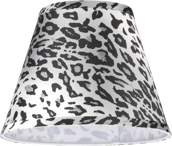 Aspen Creative 32171A Transitional Hardback Empire Shape Spider Construction Lamp Shade in White with Leopard Pattern, 9" wide (5" x 9" x 7")