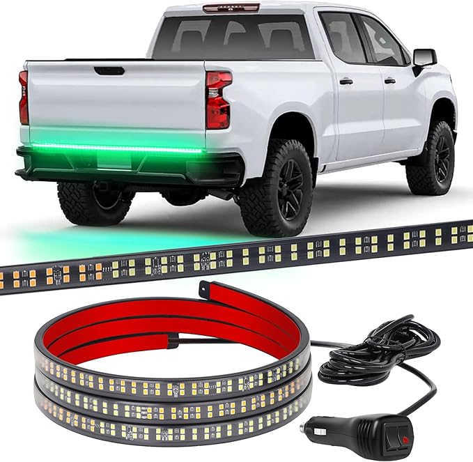 XRIDONSEN 48 inch Truck Green Tailgate Lights Strip 288 LED Tail/Rear Window Emergency Strobe Lights Flashing Warning Hazard Safety Caution for Vehicles Trucks Pickup Car Jeep SUV