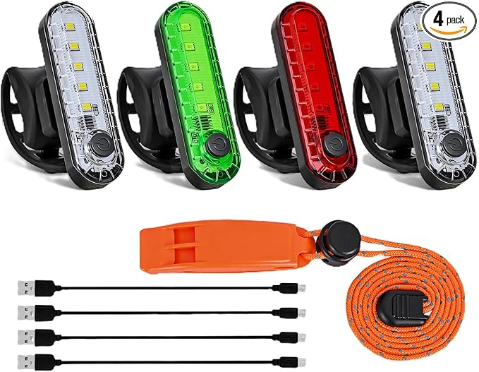 Nilight Marine Boat Navigation Light 4PCS Red Green Port Starboard White Stern Lights Four Mode Waterproof Rechargeable Warning Safety Lamp for Skeeter Yacht Pontoon Trailer Truck Bike Backpack Helmet
