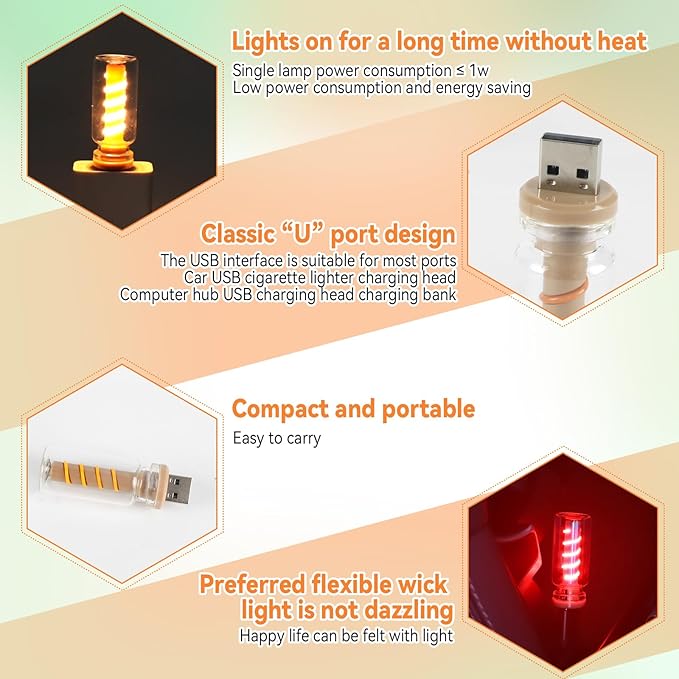 5Pcs Mini Retro Atmosphere Light, Transparent Shell USB LED Car Interior Atmosphere Lamps, Touch-Control Portable Plug-in Glass Bottle Ambient Night Light for Camping Bedroom Party
