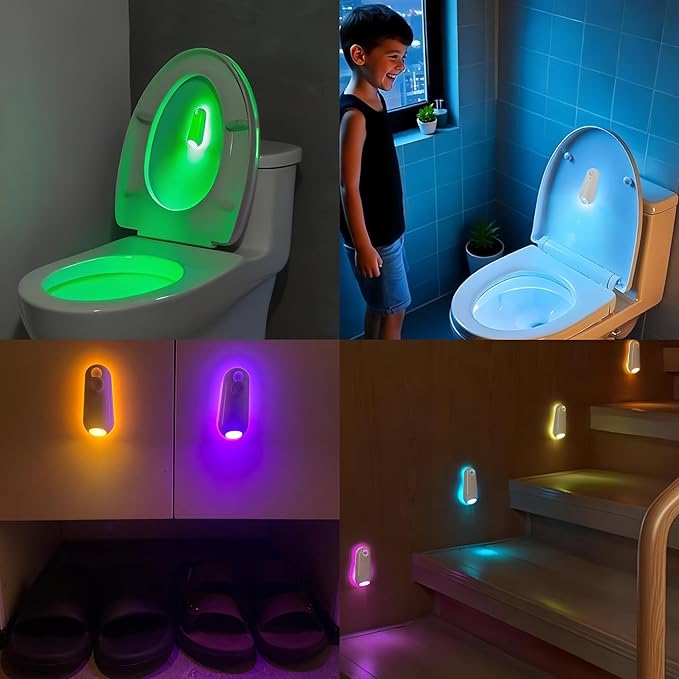 2 Pack Toilet Night Light Motion Sensor Activated, Rechargeable RGB Toilet Bowl Light, Birthday Gifts for Women Men 2026