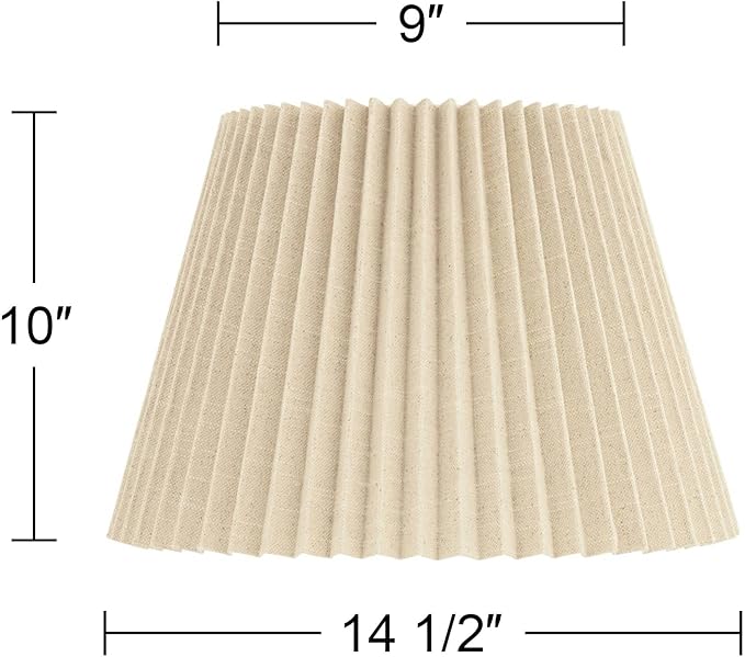 9" Top x 14 1/2" Bottom x 10" High x 10" Slant Lamp Shade Replacement Large Beige Empire Round Modern Fabric Wide Pleated Spider Harp Finial - Springcrest