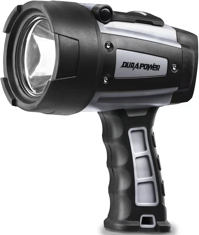 Durapower Rechargeable Spotlight, IP68 Waterproof Super Bright Handheld Spotlight, High Lumen LED Portable Spot Flashlight for Marine Boat Hunting Camping