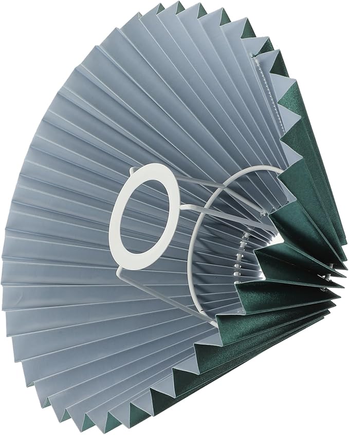 NUOBESTY Pleated Green Fabric Barrel Lamp Shade E27 for Table and Floor Lamps Vintage Cloth Lampshade Easy Installation for Bedroom and Living Room Decor