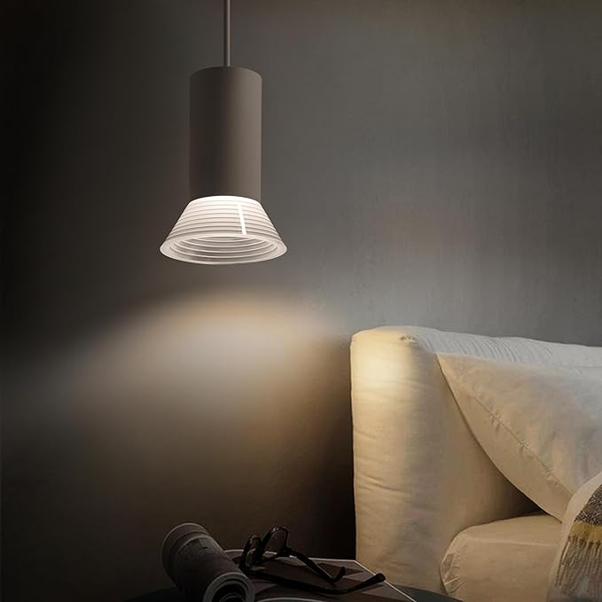White Pendant Light,Modern Hanging Bedside Lamp,Kitchen Island Pendant Lighting with Acrylic and Aluminum Lampshade,Small Pendant Lamp for Bedroom,Dinning Table,Over Sink,Bar,Height Adjustable,GU10