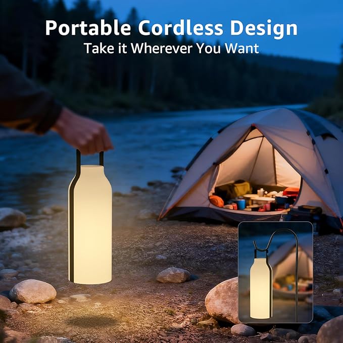 Outdoor Lanterns, GGII Rechargeable Camping Lantern with IP44 Waterproof, Battery Operated Outdoor Portable Cordless Table Lamp with RGB Lights for Patio Balcony Garden