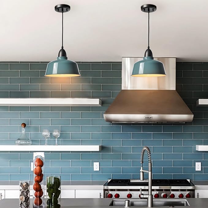 Modern Farmhouse Blue Pendant Lights Kitchen Island Macarons Dome Pendant Light for Home Bar Countertop Canteen Dining Room Bedroom Restaurant Bathroom