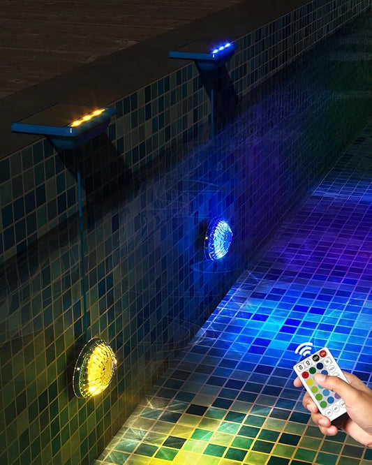 Solar Underwater Pool Lights, Pool Solar Light with Remote Control, 16 Colors Lighting, IP68 Waterproof, Timing Mode, Pool Lights for Above Pool, Inground Pool, Pond (Blue,2 Pack)