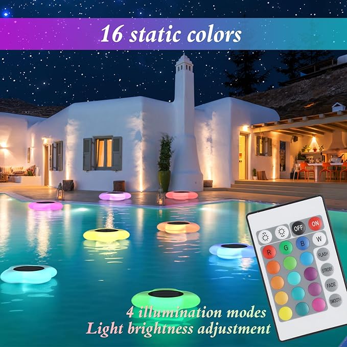 Floating Pool Lights Solar Powered, Solar Pool Lights That Float, Glow in The Dark Swimming Pool Light, Waterproof Light Up LED Pool Accessories 1PC