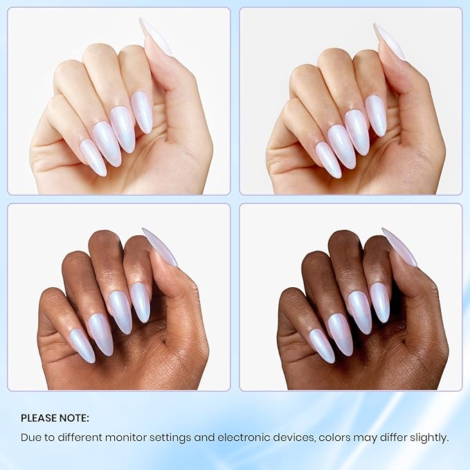 Beetles Pearl Gel Nail Polish - Swirling Clouds 15ML Pearl White Gel Polish Shimmer Mermaid Iridescent Pearlescent Nail Polish Soak Off Uv LED Lamp Need Manicure Salon DIY Nail Art Gift for Women