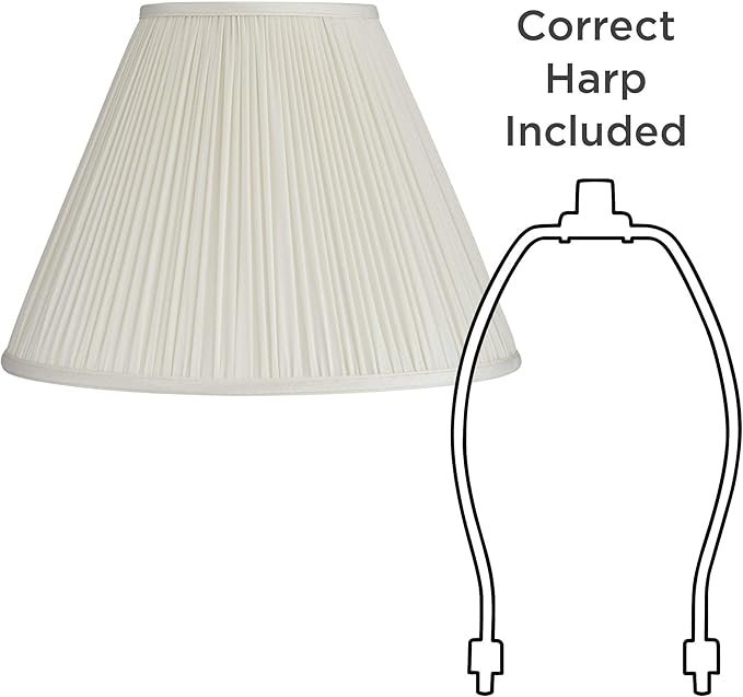 Beige Mushroom Pleated Large Empire Lamp Shade 7" Top x 16" Bottom x 12" Slant x 11.25" High (Spider) Replacement with Harp and Finial - Springcrest