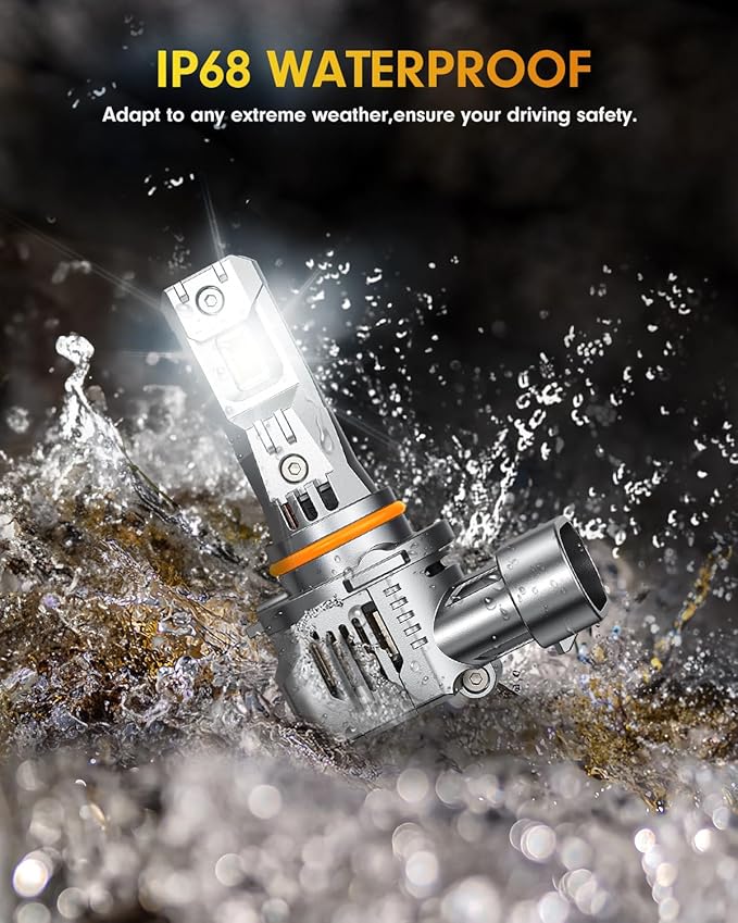 FAHREN Latest & Brightest 9005 LED Bulbs, (1,200%) 10X 80,000LM Extreme Brightness HB3 bulb, 6500K Cool White, 1:1 Min Size,IP68 Waterproof.Pack of 2,Fog Bulbs HID,Plug-N-Play.