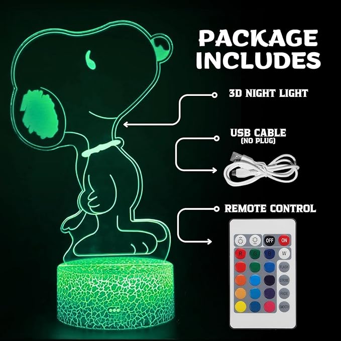 Kids LED Lamp for Bedroom with Remote – 3D Illusion Dog Night Light USB Desk Lamp with ABS Base, Color Changing Night Light 16 Colors Acrylic Panel Soft Glow Table Lamp for Boys Room Décor