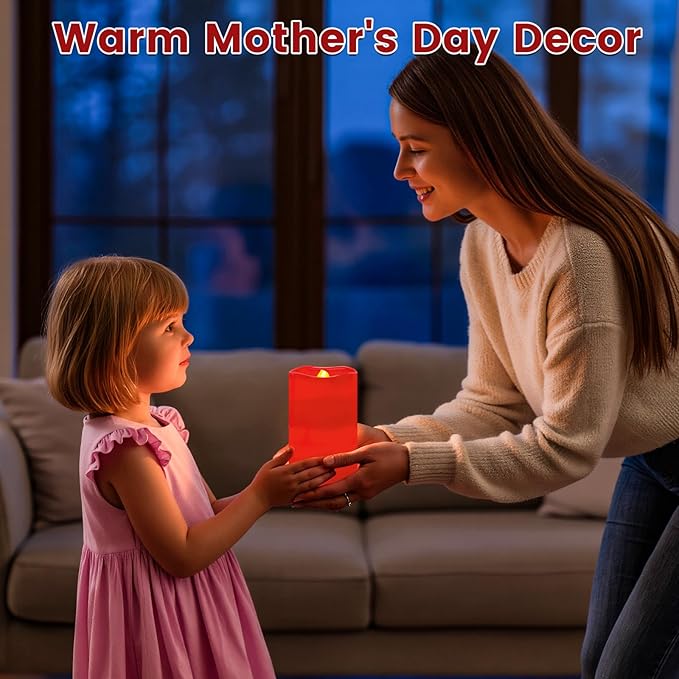 Flameless Candle Heart Projector Light,Valentines Day Decorations Candles Lamp with Romantic Red Heart Projector Lights, LED Candle with Remote and Timer for Girl Women Mom (Red - Heart)