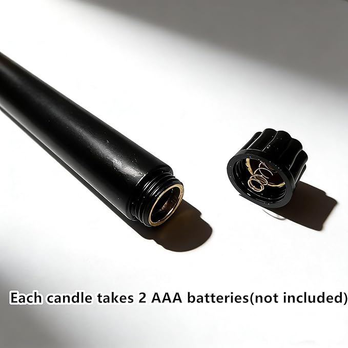 Black Flameless Taper Candles with Remote, Flickering LED Candlesticks Battery Powered Set of 12