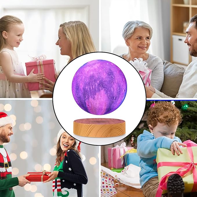 VGAzer Levitating Moon Lamp 5.9 Inch 16 Colors Galaxy Moon Lamp 3D Moon LED Light with Remote Control for Unique Gifts,Room Decor,Night Light,Office Desk Toys
