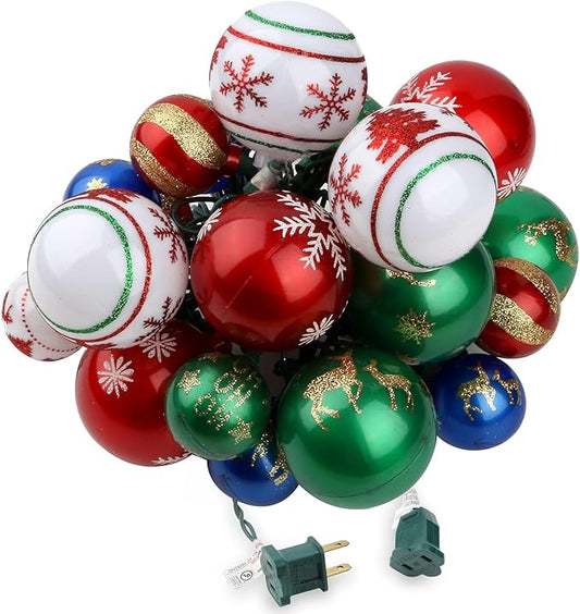 Christmas Ball Ornament Lights,28ft 25 Bulbs Christmas Tree Lights, Indoor Christmas String Lights,Plug in Expandable Wire Lights for Christmas Holiday Party