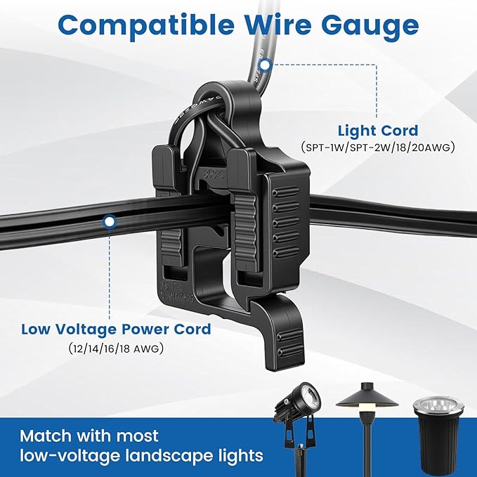 24 Pack Low Voltage Wire Connectors for Landscape Lighting, Compatible with #12/14/16/18 Gauge Underground Cable for Pathway Lights, Spotlight, In-ground Lights, Waterproof, UL Listed