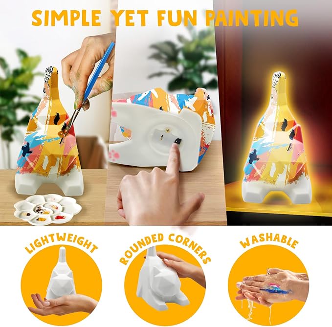 Goody King Paint Your Own Lie Cat Lamp Kit, DIY Cat Crafts Night Light, Arts & Crafts for Kids Ages 8-12, Painting Kit for Girls Boys Age 4 5 6 7 8+, Art Supplies Creative Gift for Birthday, Party