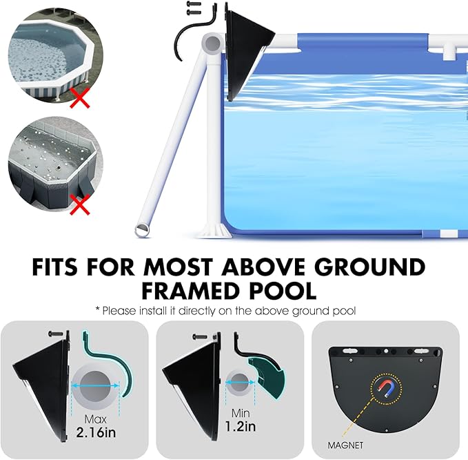 Solar Pool Lights for Above Ground Pools, solars Pool Lights with 10 Lighting Modes, Upgraded Frame Pools Solar Light, RGB Outdoor Waterproof Swimming Pools Light, Pool Accessories 1PK