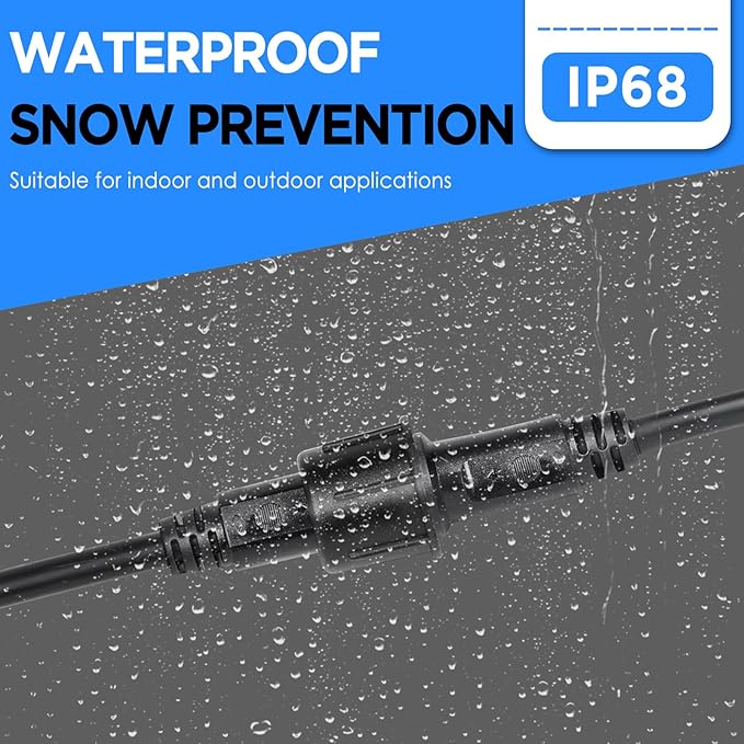 MAD OWL 4-Pin Waterproof LED Wire Connector Kit, 18 AWG 11inch/28cm Male Female Connectors with Tin Plated Joint for Various Waterproof Wires DIY (4 Set Black)