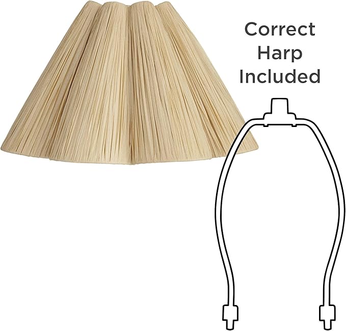 6" Top x 18" Bottom x 10" High x 10" Slant Lamp Shade Replacement Large Tan Wave Empire Farmhouse Tropical Modern Lafite Paper Textured Spider Harp Finial - Springcrest