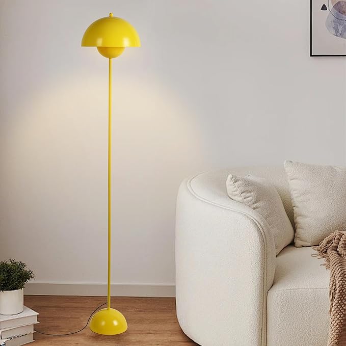 Modern Floor Lamp for Bedroom-Tall Floor Lamps for Living Room-Corner LED Boho Floor Lamp for Office Vintage Industrial Flower Floor Lamps Standing Unique Mid Century Lamp (Yellow)