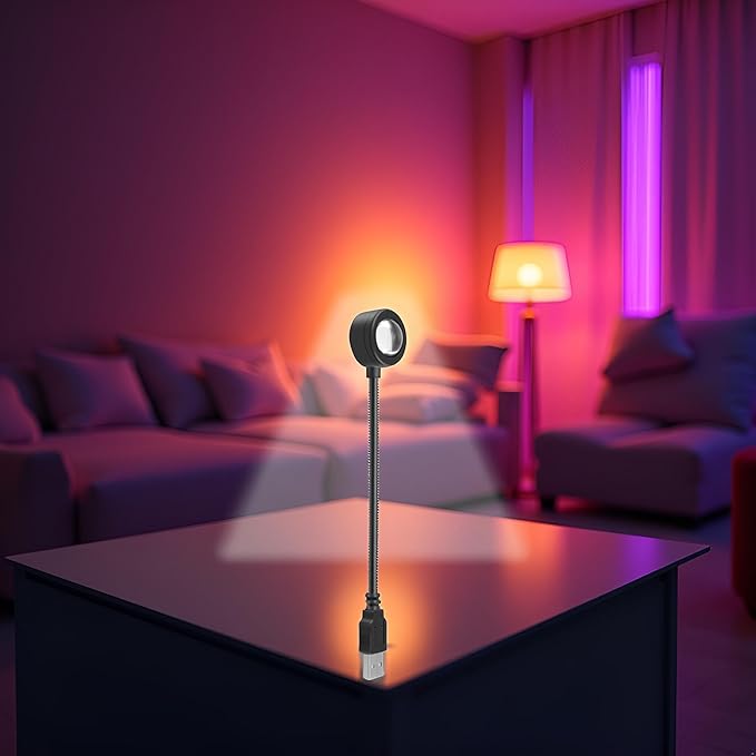 1pc LED Sunset Ambient Lamp Night Light,USB Warm Ambient Light,Projector Birthday Party Decoration Portable Mood Light for Bedroom Living,Lighting and Ceiling Fans