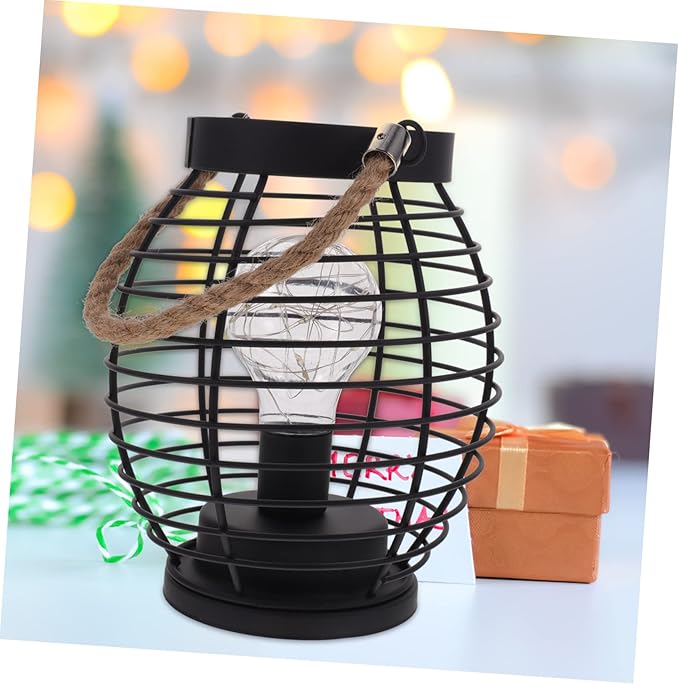 Retro Metal Led Lantern Lightweight Basket Design for Bedside Desk Use for Home and Events Cordless Rechargeable Night Light