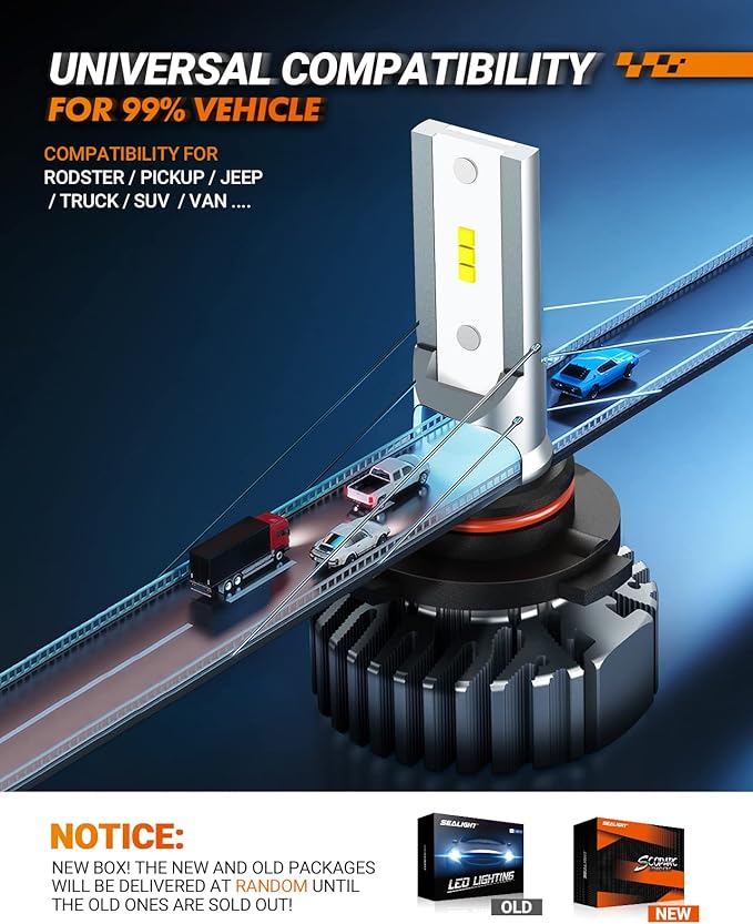 SEALIGHT 9005 Fog Lamps 32000LM High Power 8×Brighteness for ATVs & Powersports, 2025 Version 99% Compatibility, S1 Wireless 9005/HB3 IP67 10 Years Lifespan Plug and Play- Pack of 2