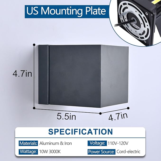 2-Pack Outdoor Wall Lights, Modern Square Up and Down Lights Outdoor Wall Lights IP65 Waterproof Aluminum Sconces with Motion Sensor 10W 3000K LED Outdoor Lighting Fixture for Porch Patio