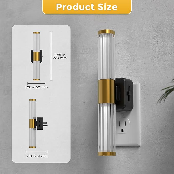 L LOHAS LED Rotating Night Light, Night Lights Plug into Wall, Auto Nightlight Dimmable 100LM, Light Sensor, 3000K Soft Light, LED Acrylic Nightlight Plug in for Bedroom Bathroom Hallway Kitchen,1Pack