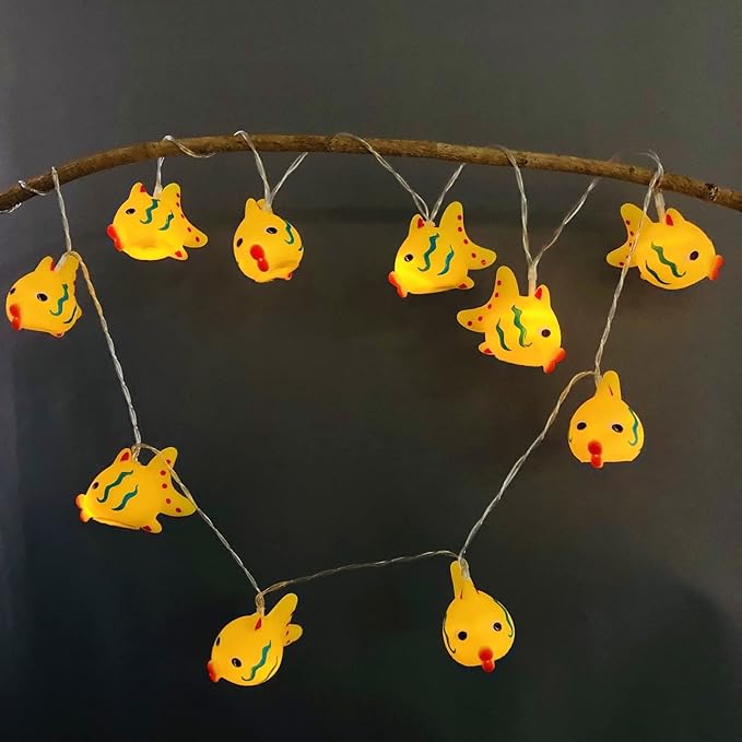 Fish String Lights 5.4FT 10LEDs Spotted Fishes Grouper Fairy Lights for Beach Party Bedroom Camping Decoration