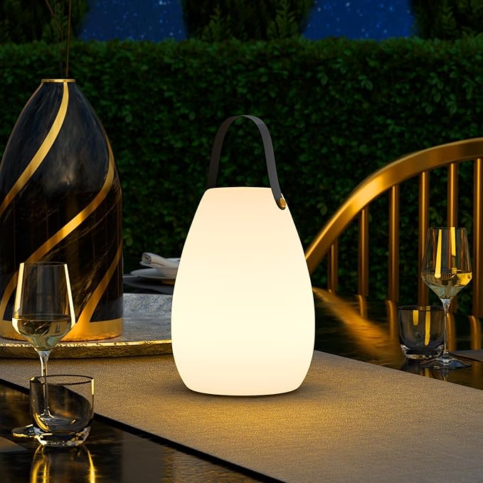uuffoo Rechargeable Portable Table Lamp, Cordless RGB Lantern with Remote, Decorative LED Night Light, IP44 Waterproof Indoor Outdoor Lamp for Bedroom Patio Garden Wedding Party