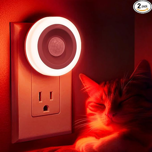 Briignite Motion Sensor Night Light Red, [2 Pack] Night Lights Plug into Wall, Auto On/Off Motion Activation Nightlight, Energy-Saving 0.6W LED Red Light Night Light, Ideal for Kids, Bedroom, Bathroom