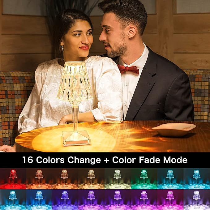 Crystal Lamp, Crystal Table Lamp Rose Crystal Lamp USB Diamond Table Lamp 16 Color Changing Touch Crystal Lamp (I)
