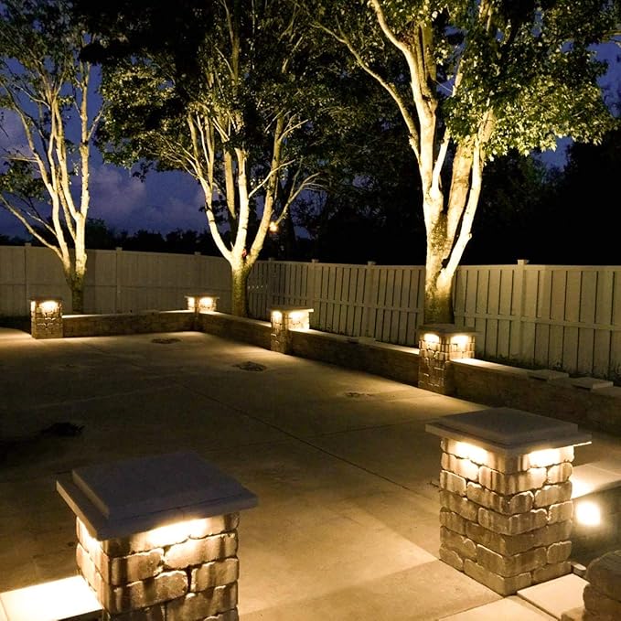 2W Retaing Wall Deck Step Light 7 Inch LED Hardscape Paver lamp, Warm White 2700K, 12V Low Voltage AC/DC, for Garden Pathway Outdoor IP65 Waterproof 4 Pack