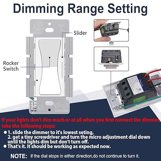 Dimmer Light Switch,Greencycle 2PK Single Pole/3 Way Dimmer Switch for Dimmable 150W LED CFL Light,600W Halogen and Incandescent,15A 120V,Neutral Wire Not Required,Residential/Commercial,ETL Listed