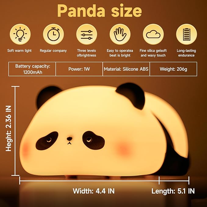 Cute Duck Lamp,Fun Lying Flat Duck/Chicken/Pig/Rabbit/Panda Night Light,LED Squishy Animal Novelty Lamp,Toddler Baby Night Light for Kids,Nursery Touch Kawaii Lamp Room/House Décor