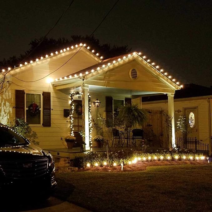 GOOTHY 25 Pack C7 Led Replacement Christmas Light Bulb, 0.6W C7 Clear Glass LED Bulbs for Christmas Outdoor String Lights Electric Window Candles, E12 Candelabra Base Night Light Bulbs, Warm White