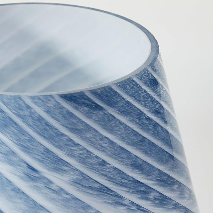 Urban Lifestyle 10" Blue Stripe Glass Mushroom Lamp, Modern Retro Table Lamp for Bedroom, Living Room, or Office Décor