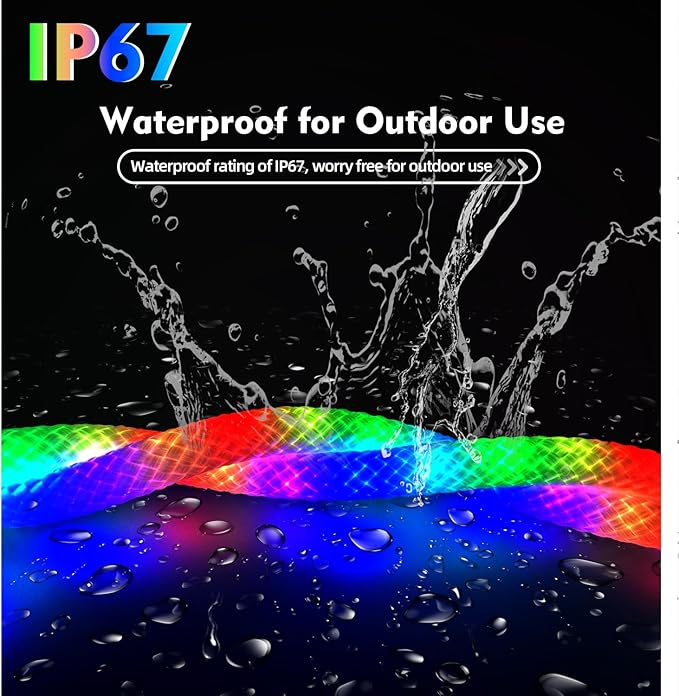 9.84ft Neon LED Rope Lights, 360 Led Light Strip Waterproof Strip with Music Sync,Remote & APP Control,USB-Powered Flexible Lighting for Indoor/Outdoor Gaming Room,Bedroom, and Wall Decor