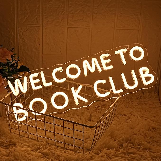 Welcome to Book Club Neon Sign for Wall Decor LED Letter Neon light Book Club Neon Sign for Library Bedroom Classroom Bookstore Decor Room LED Sign Reading Lover Gift