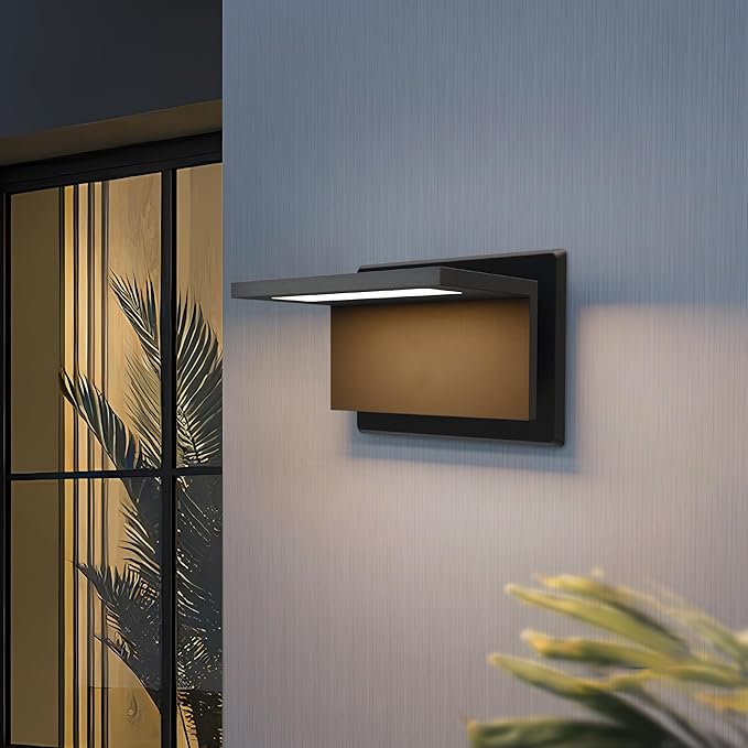 Outdoor Wall Sconce LED Porch Lights Aluminum Wall Mount Lamp 3000K Warm White Light Waterproof for Garage Front Door Patio，680lm (17309-grey)